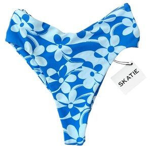 SKATIE Mandi Blue White Floral High Cut Bikini *BOTTOMS Women’s Swimwear XS NEW